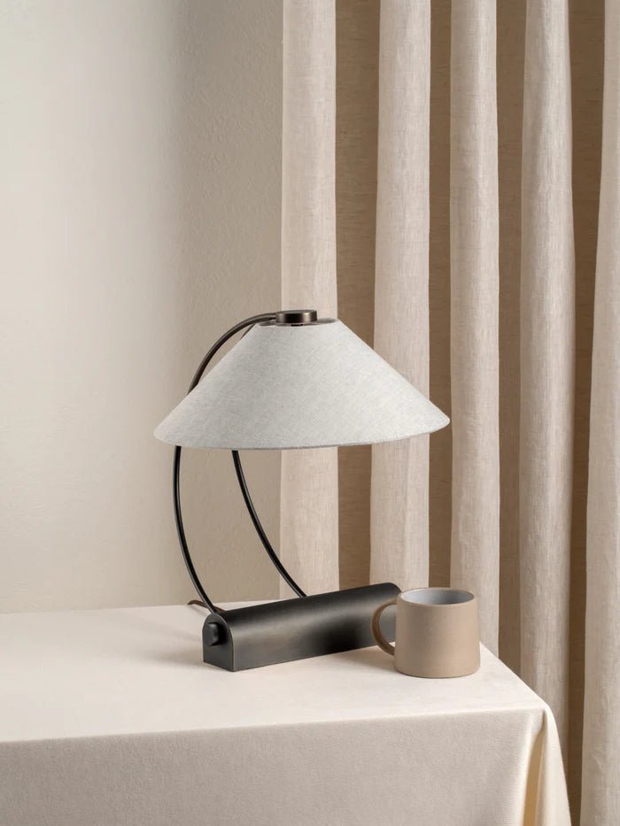 Deska - Bronze And Linen Task Lamp - Table Lamps Lights&Lamps Loom Collection Dubai