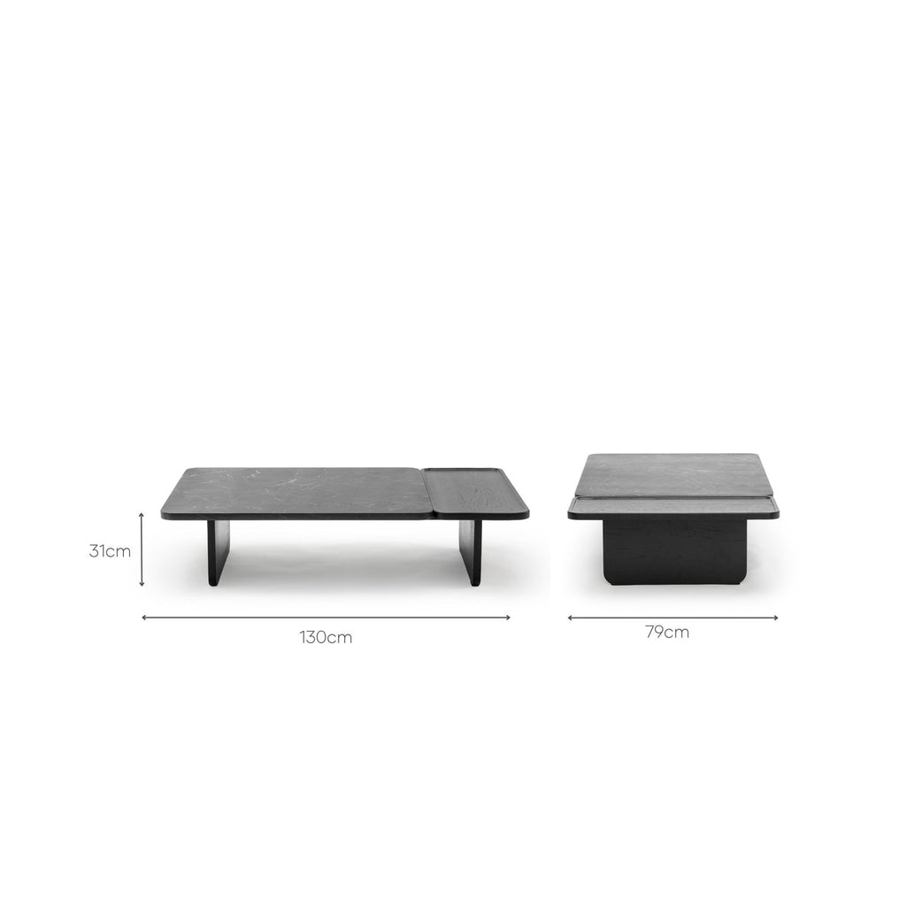 Duo Coffee Table 130 - Black Oak & Nero Perlato - Coffee Tables Tolv Loom Collection Dubai