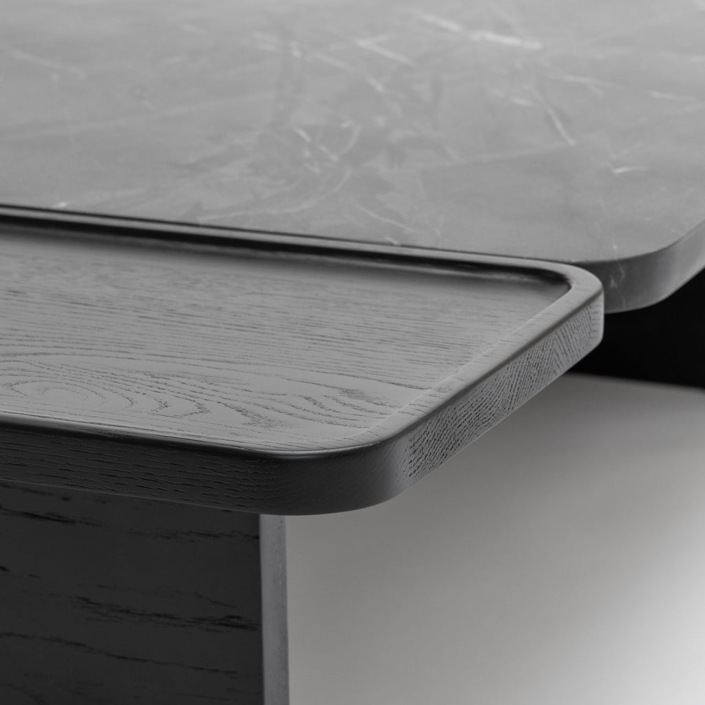 Duo Coffee Table 130 - Black Oak & Nero Perlato - Coffee Tables Tolv Loom Collection Dubai