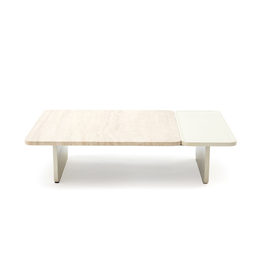 Duo Coffee Table 130 - Oak Bone & Travertine - Coffee Tables Tolv Loom Collection Dubai