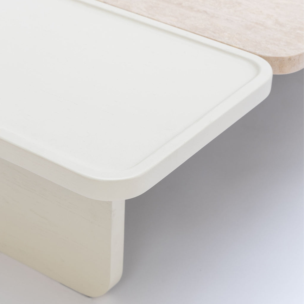 Duo Coffee Table 130 - Oak Bone & Travertine - Coffee Tables Tolv Loom Collection Dubai