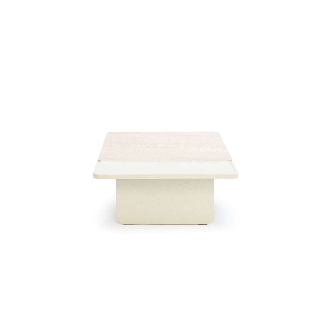 Duo Coffee Table 130 - Oak Bone & Travertine - Coffee Tables Tolv Loom Collection Dubai