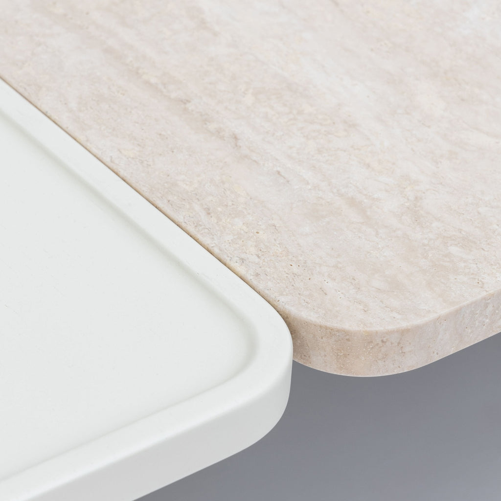 Duo Coffee Table 130 - Oak Bone & Travertine - Coffee Tables Tolv Loom Collection Dubai