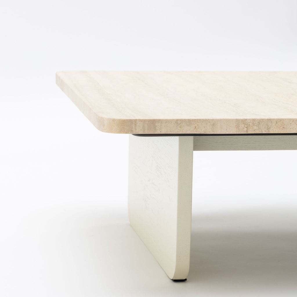 Duo Coffee Table 130 - Oak Bone & Travertine - Coffee Tables Tolv Loom Collection Dubai