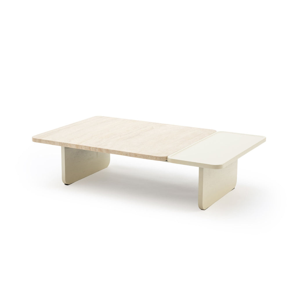 Duo Coffee Table 130 - Oak Bone & Travertine - Coffee Tables Tolv Loom Collection Dubai