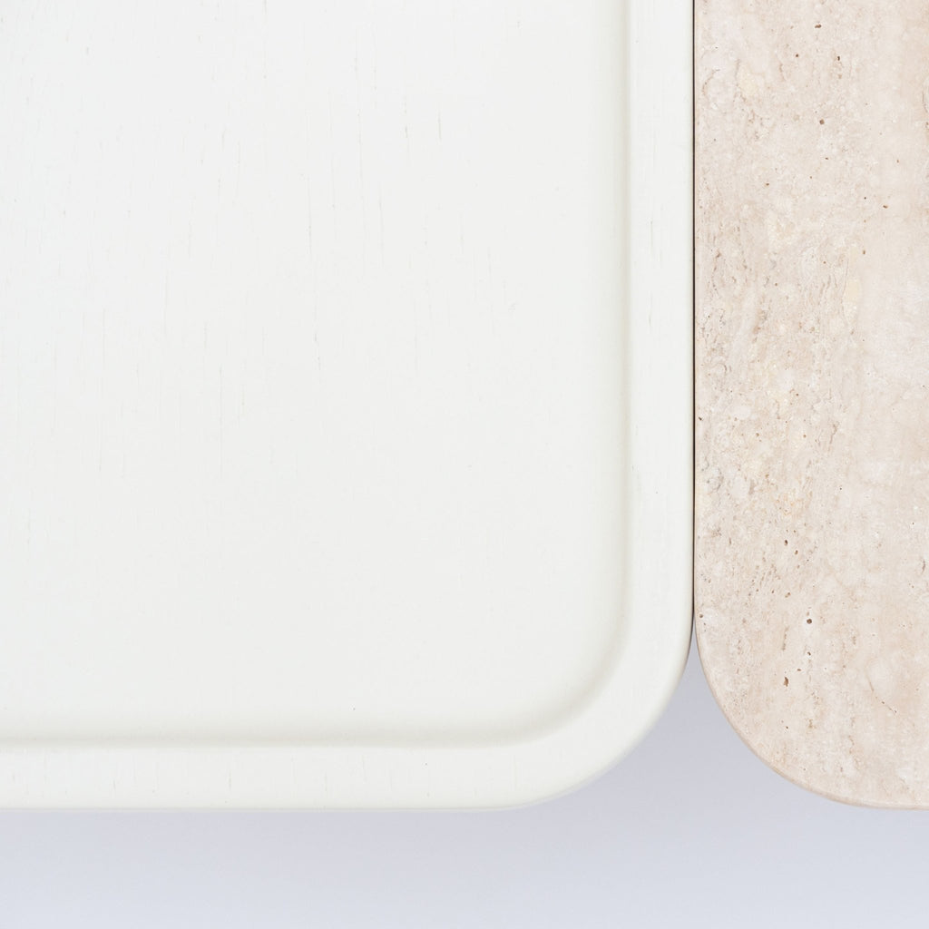 Duo Coffee Table 130 - Oak Bone & Travertine - Coffee Tables Tolv Loom Collection Dubai