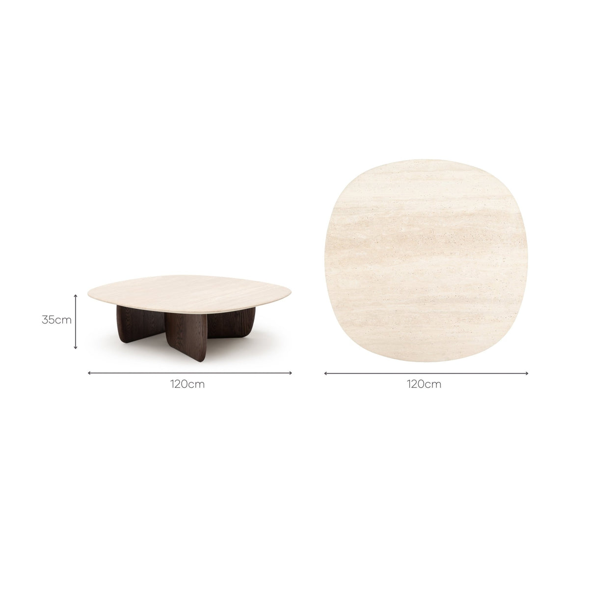Eden Coffee Table 120 - Espresso Oak & Travertine