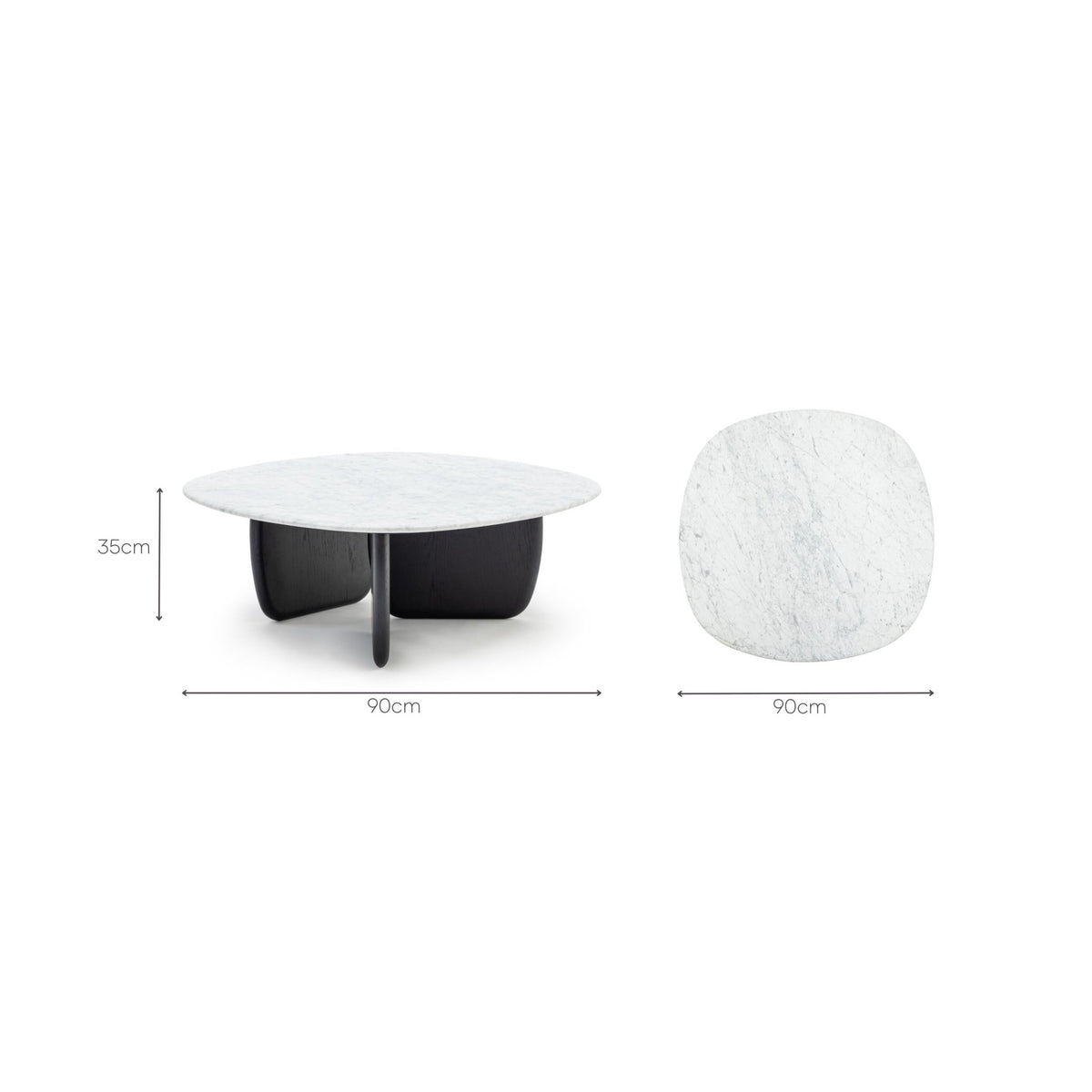 Eden Coffee Table 90 - Black Oak & Bianca Carrara - Coffee Tables Tolv Loom Collection Dubai