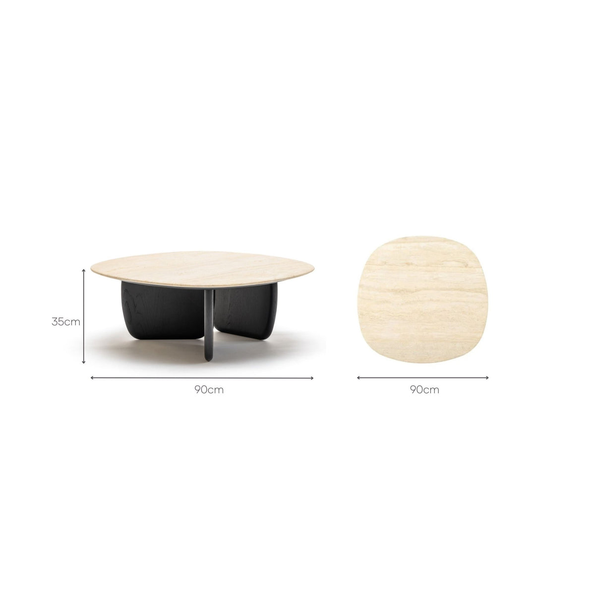 Eden Coffee Table 90 - Black Oak & Travertine - Coffee Tables Tolv Loom Collection Dubai