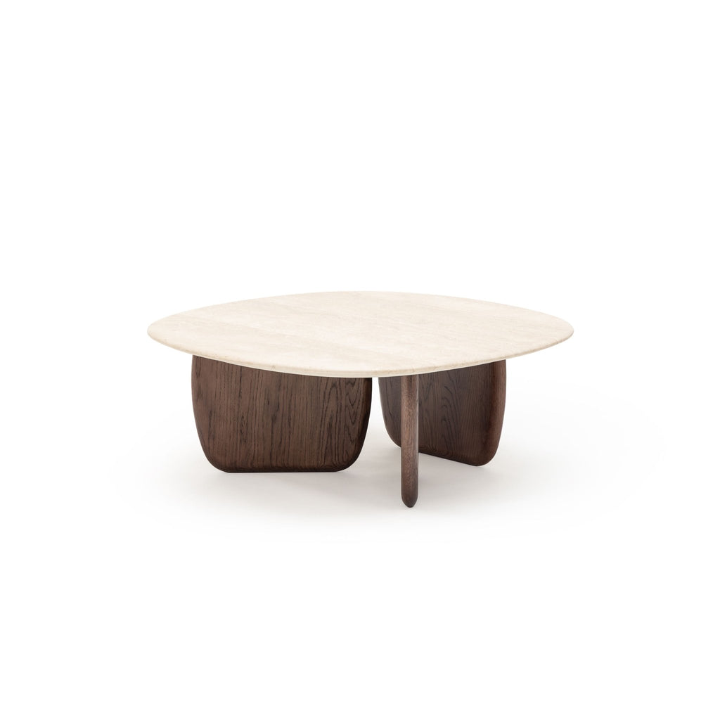 Eden Coffee Table 90 - Espresso Oak & Travertine - Coffee Tables Tolv Loom Collection Dubai