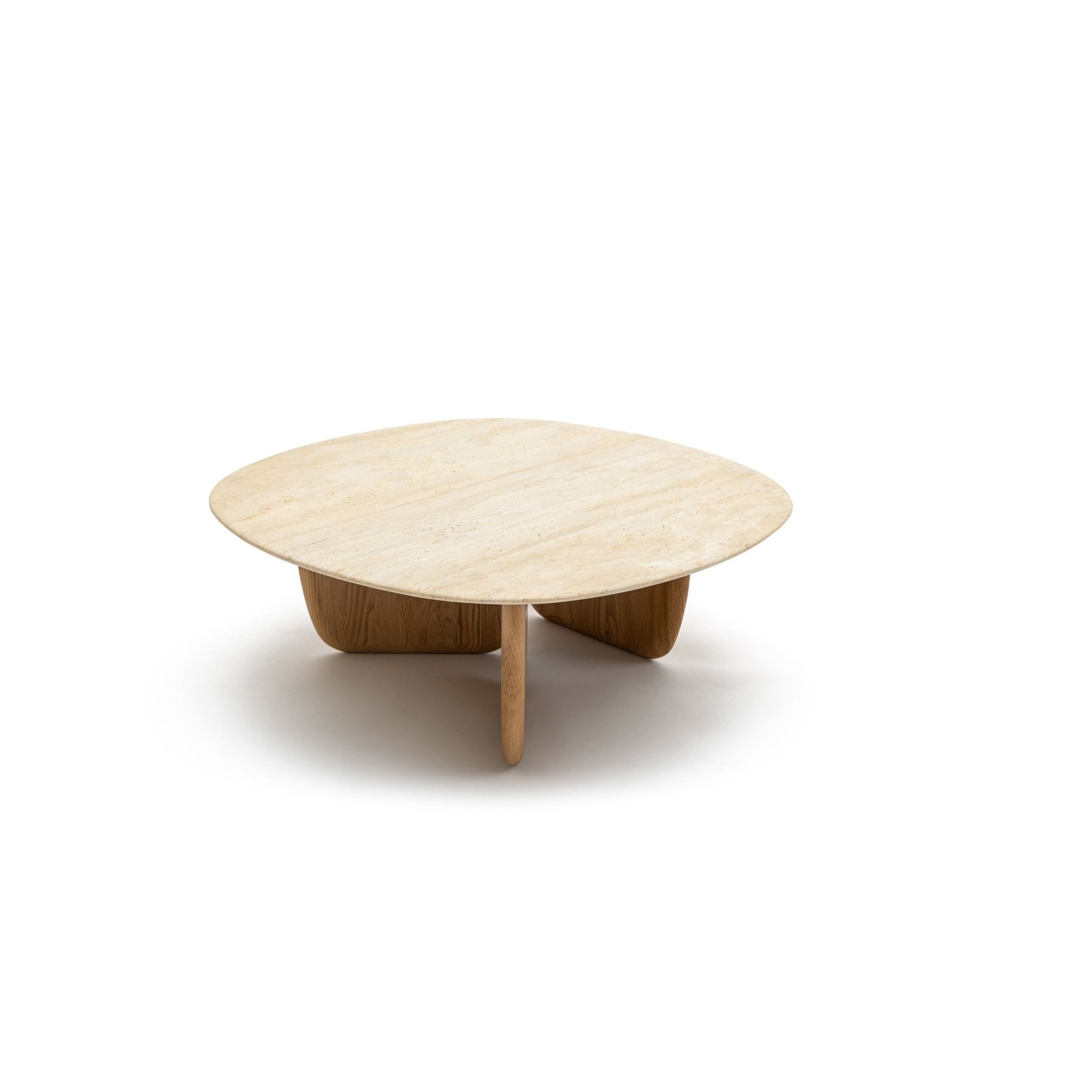 Eden Coffee Table 90 - Light Oak & Travertine - Loom Collection