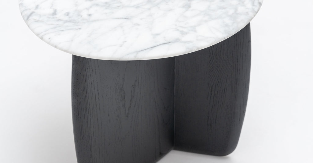 Eden Side Table - Black Oak & Bianca Carrara.