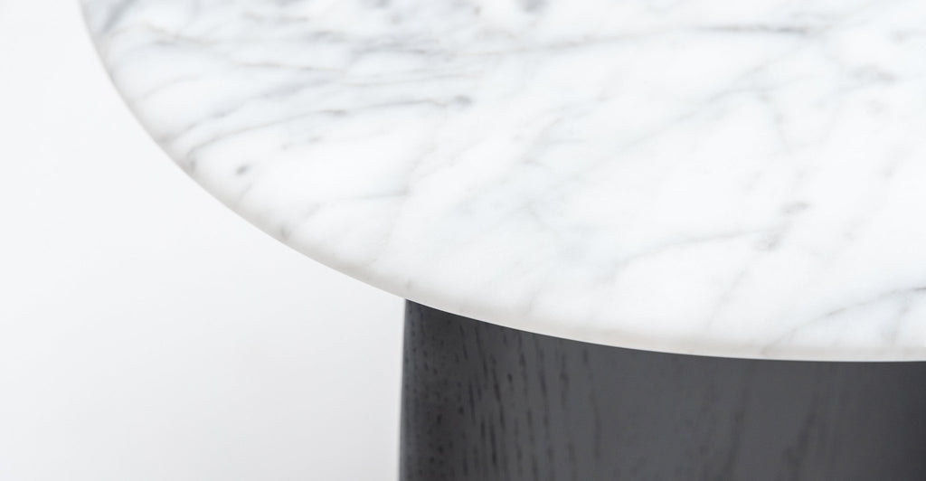 Eden Side Table - Black Oak & Bianca Carrara.