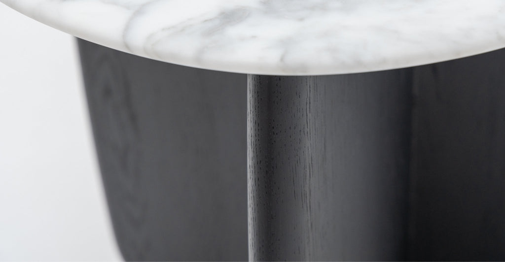 Eden Side Table - Black Oak & Bianca Carrara.