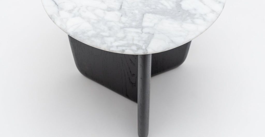 Eden Side Table - Black Oak & Bianca Carrara.