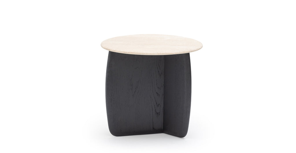 Eden Side Table - Black Oak & Travertine.