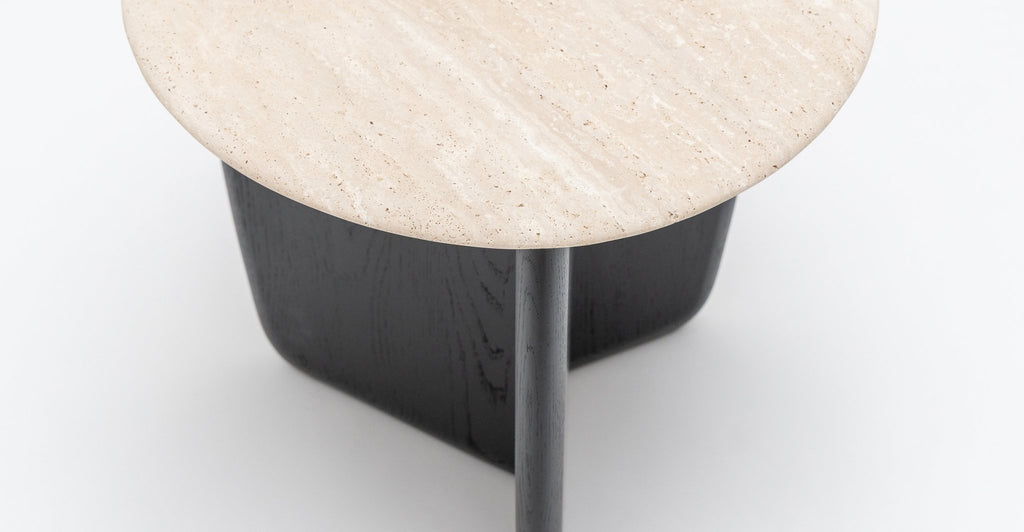 Eden Side Table - Black Oak & Travertine.