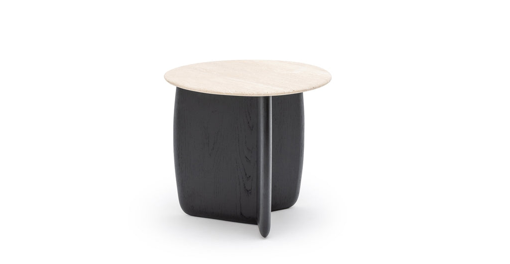 Eden Side Table - Black Oak & Travertine.