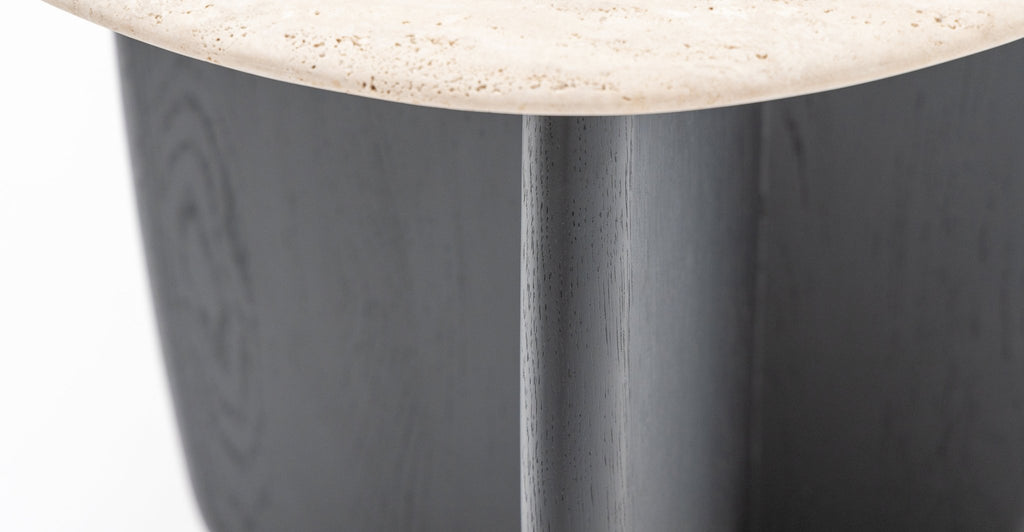 Eden Side Table - Black Oak & Travertine.