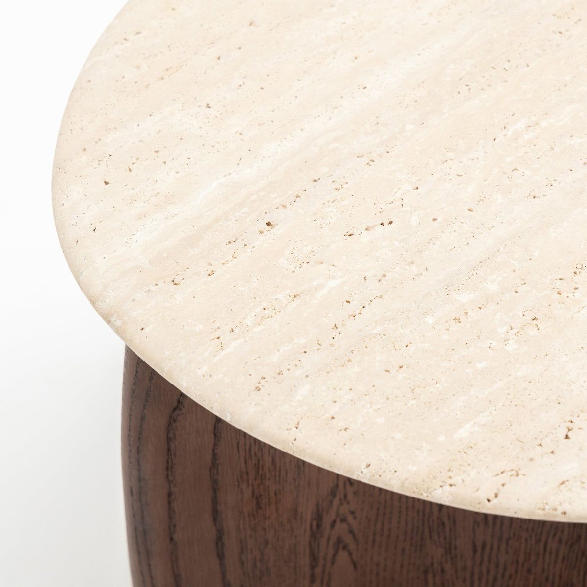 Eden Side Table - Espresso Oak & Travertine
