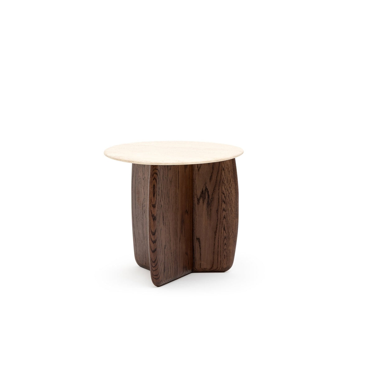 Eden Side Table - Espresso Oak & Travertine