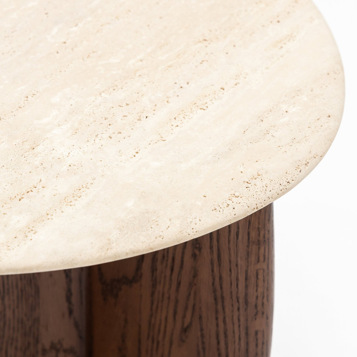 Eden Side Table - Espresso Oak & Travertine