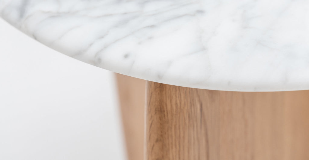 Eden Side Table - Light Oak & Bianca Carrara.