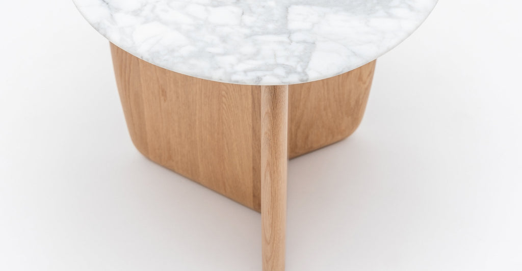 Eden Side Table - Light Oak & Bianca Carrara.