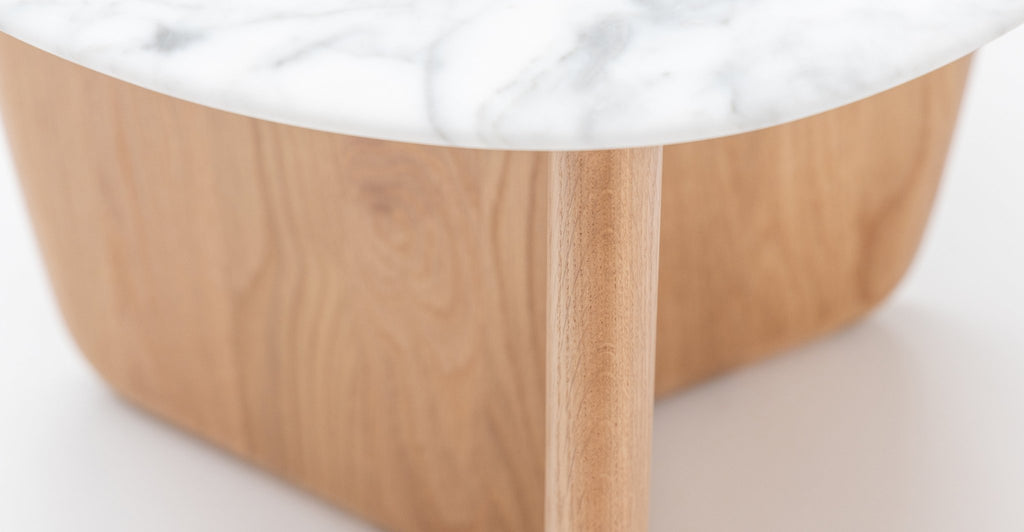 Eden Side Table - Light Oak & Bianca Carrara.