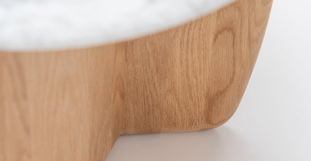 Eden Side Table - Light Oak & Bianca Carrara.