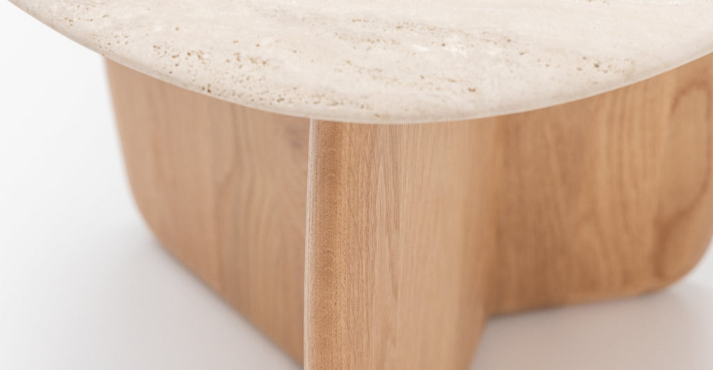 Eden Side Table - Light Oak & Travertine.