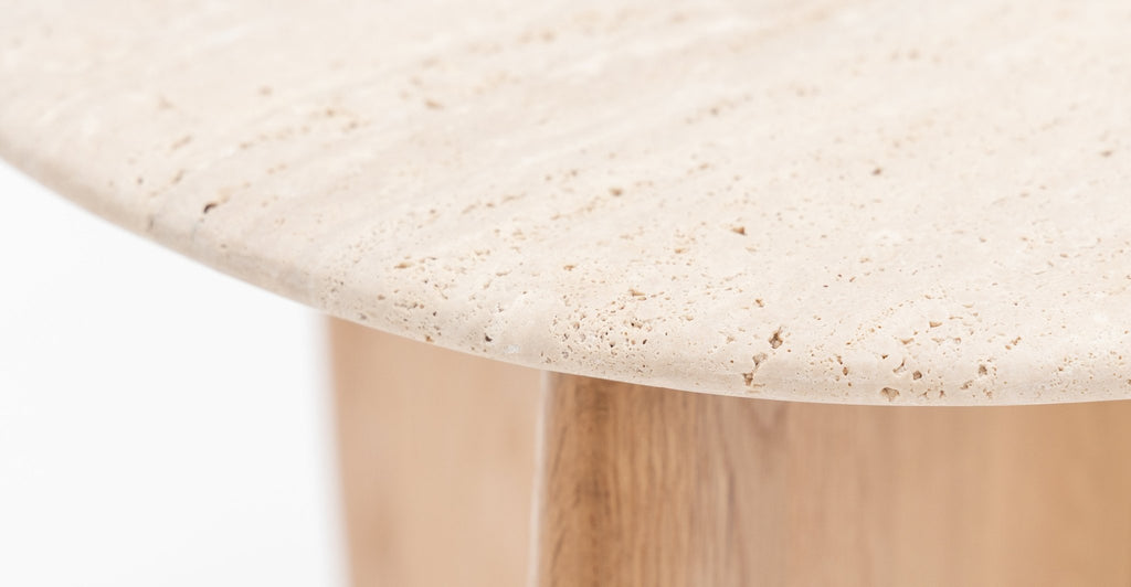 Eden Side Table - Light Oak & Travertine.