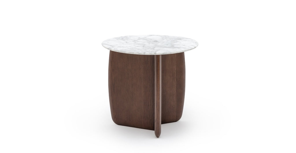 Eden Side Table - Smoked Oak & Bianca Carrara.