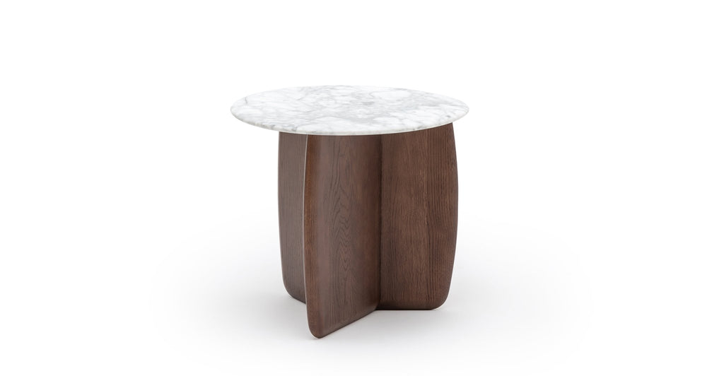 Eden Side Table - Smoked Oak & Bianca Carrara.