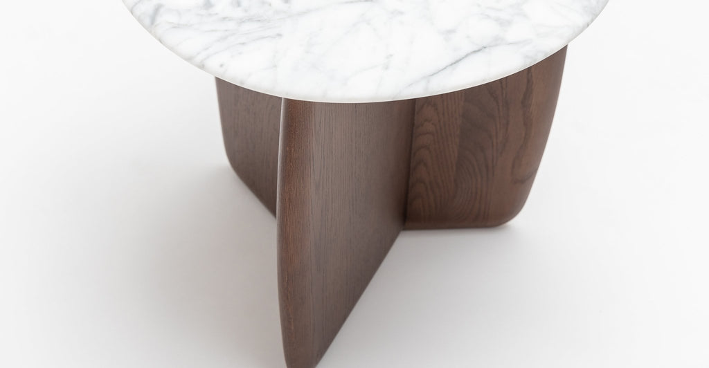 Eden Side Table - Smoked Oak & Bianca Carrara.