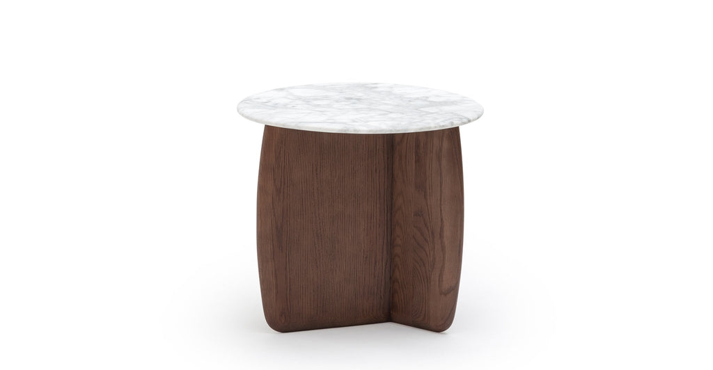 Eden Side Table - Smoked Oak & Bianca Carrara.