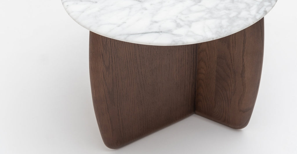 Eden Side Table - Smoked Oak & Bianca Carrara.