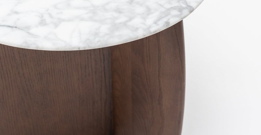 Eden Side Table - Smoked Oak & Bianca Carrara.