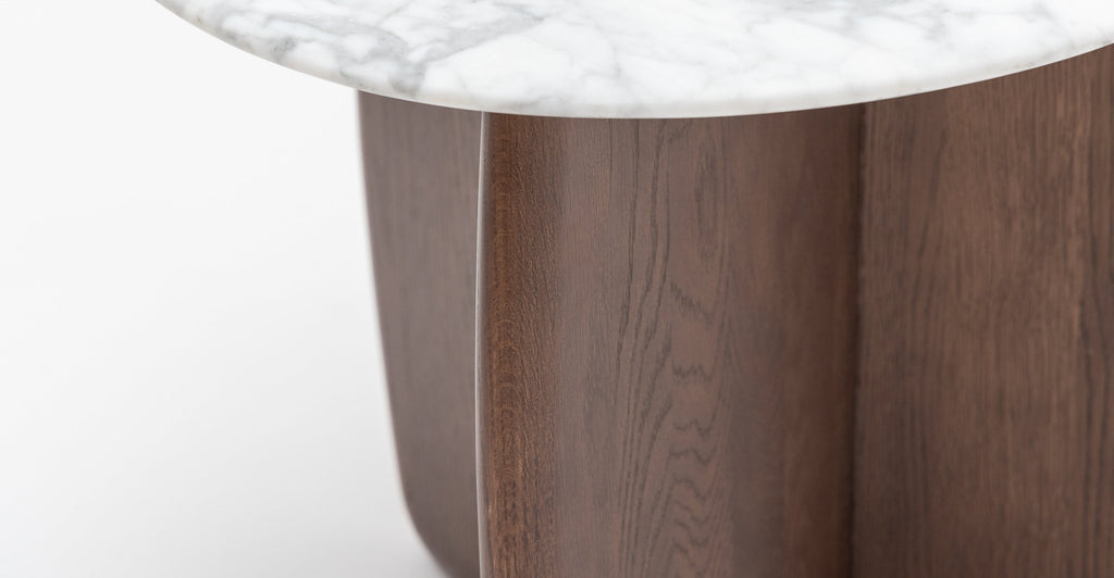 Eden Side Table - Smoked Oak & Bianca Carrara.