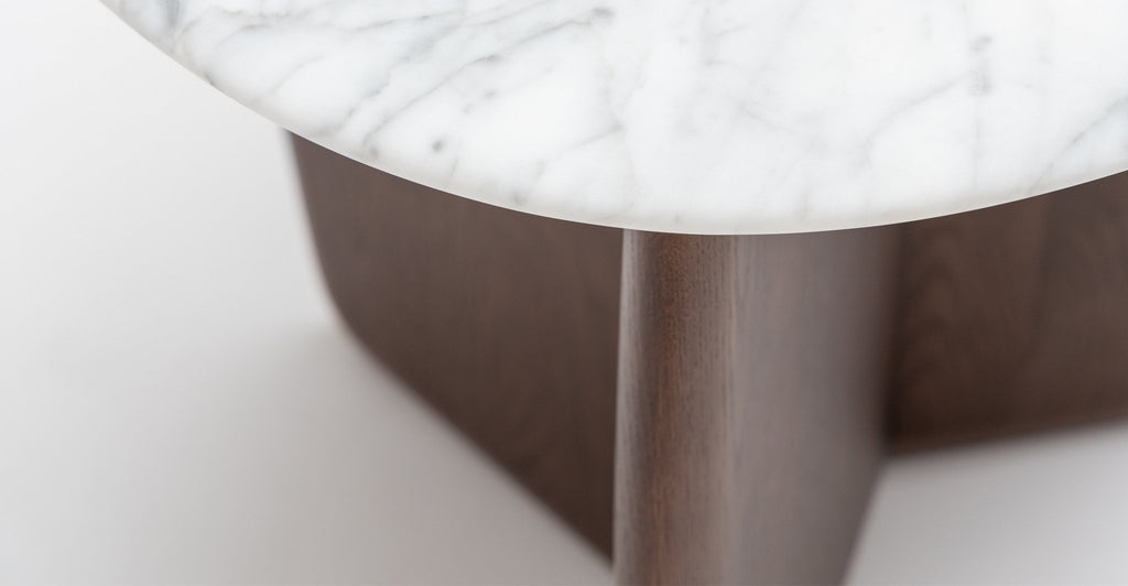 Eden Side Table - Smoked Oak & Bianca Carrara.