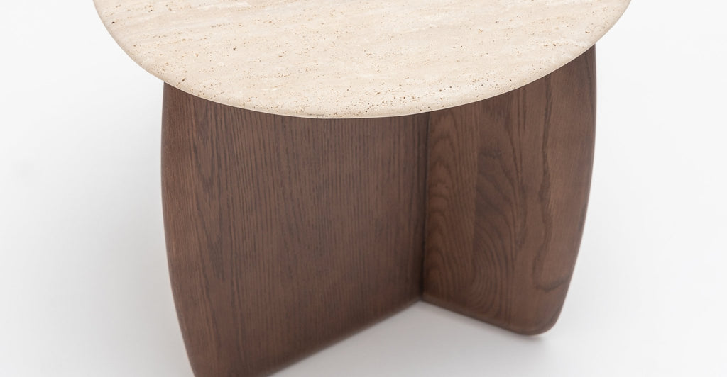 Eden Side Table - Smoked Oak & Travertine.