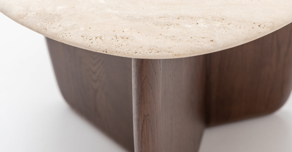 Eden Side Table - Smoked Oak & Travertine.