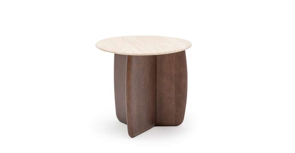 Eden Side Table - Smoked Oak & Travertine.