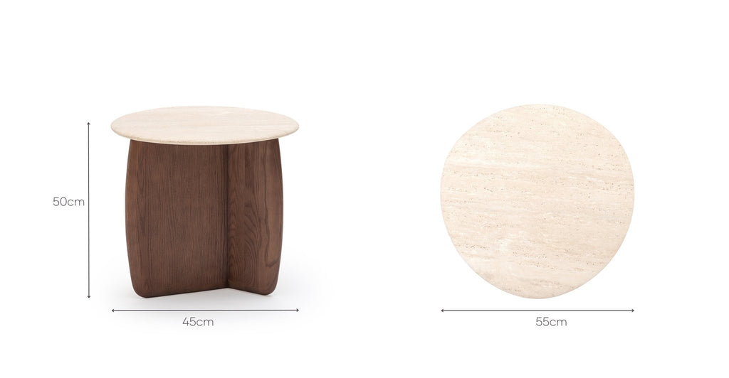 Eden Side Table - Smoked Oak & Travertine.