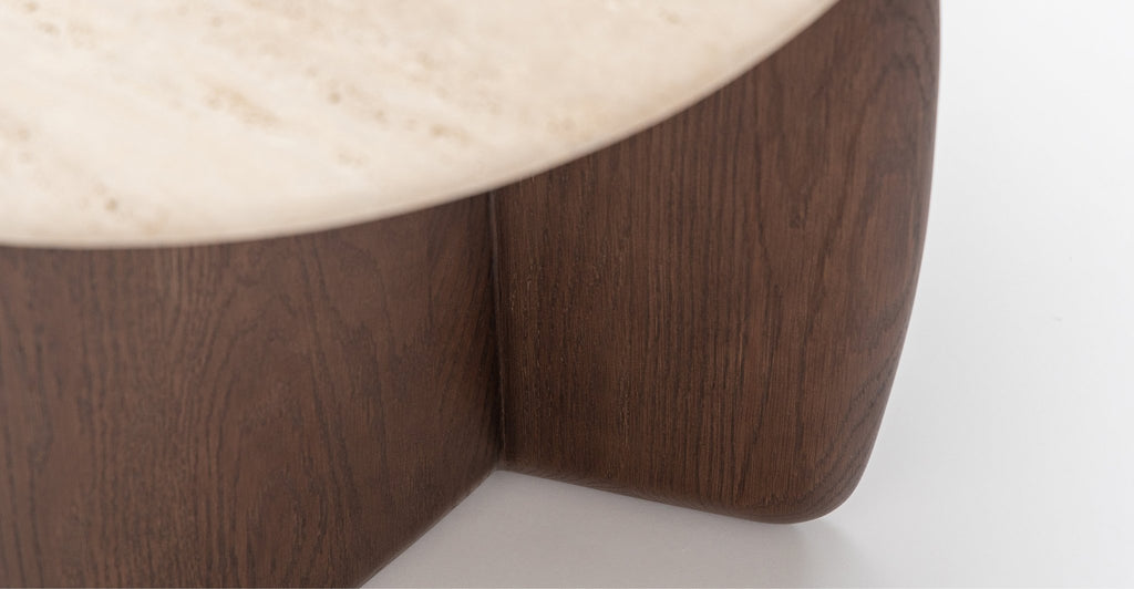 Eden Side Table - Smoked Oak & Travertine.