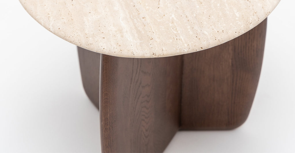 Eden Side Table - Smoked Oak & Travertine.