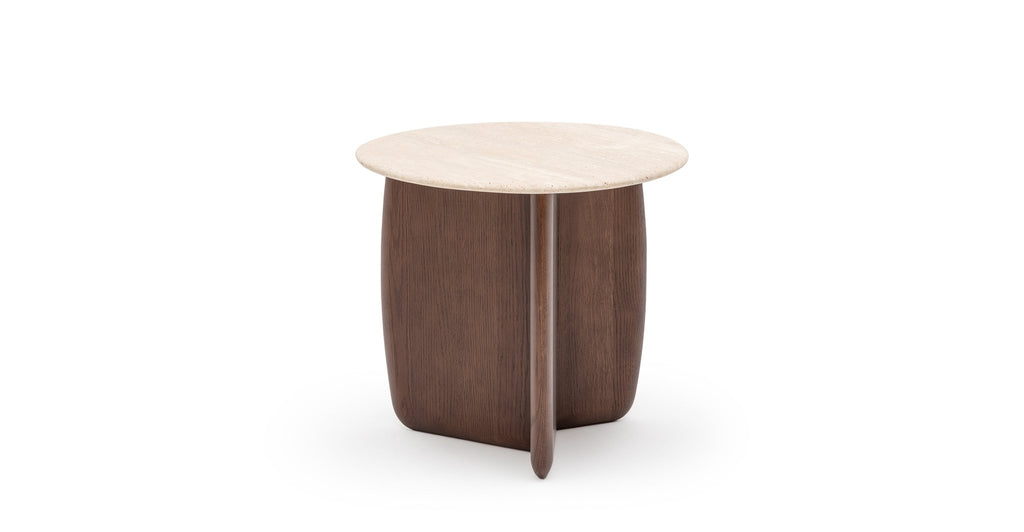 Eden Side Table - Smoked Oak & Travertine.