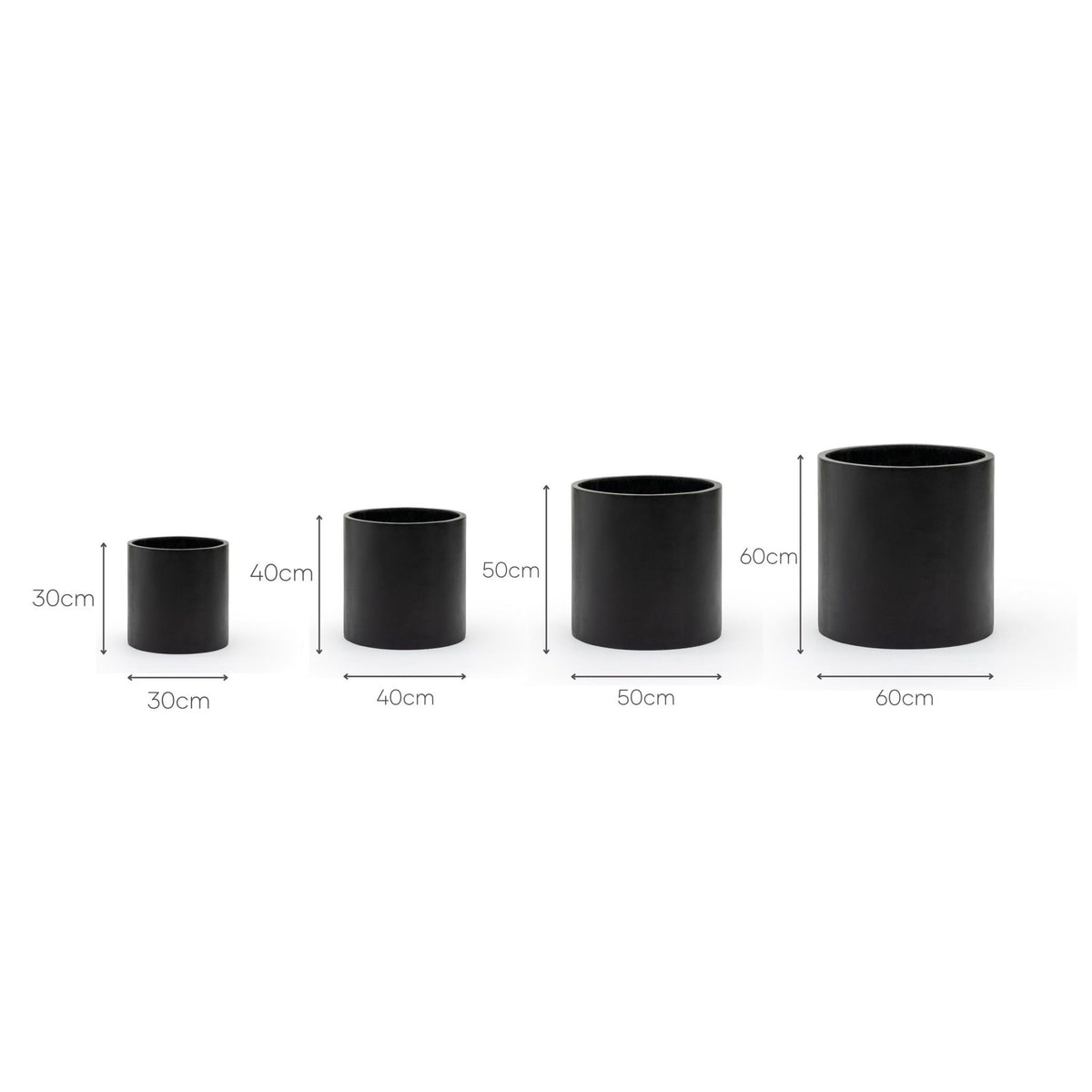 Elle Cylinder Planter - Black - Pots & Planters Loom Collection Loom Collection Dubai