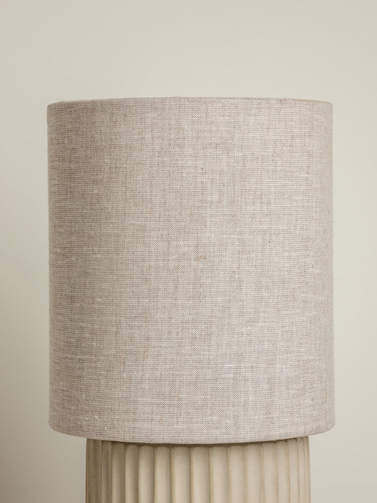 Enza Small Warm White Ribbed Concrete Table Lamp.