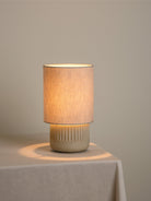 Enza Small Warm White Ribbed Concrete Table Lamp